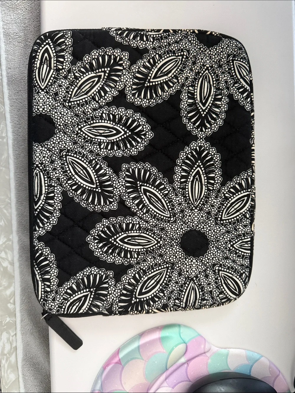 Quilted Black & White Paisley iPad/Tablet Sleeve